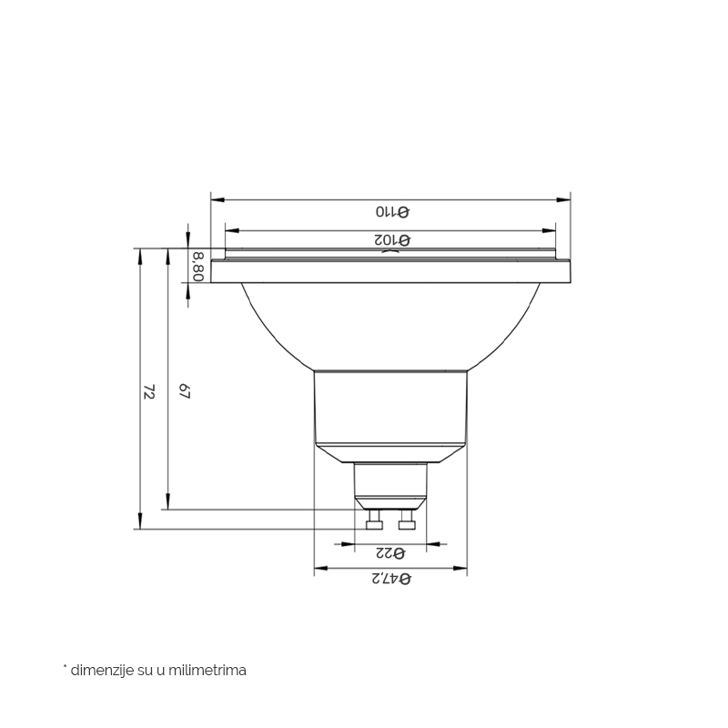 DAWN LED SIJALICA AR111 GU10 DIM. 11W 2700K 950lm 24° - Image 2