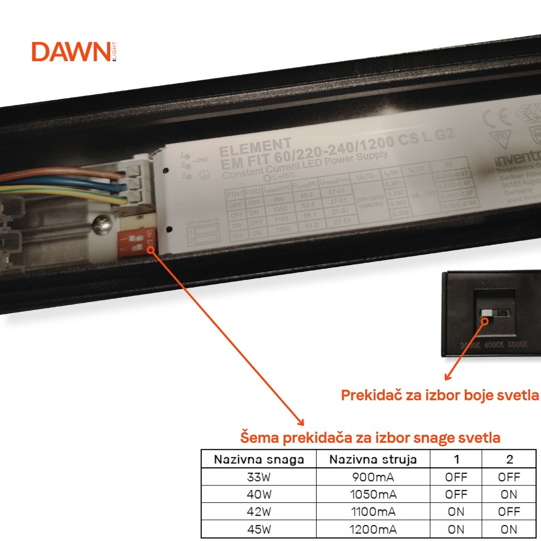 DAWN LED SVETILJKA LT-T-020 33/40/42/45W CCT CRNA 1,2 met - Image 3